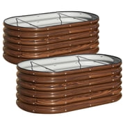 SnugNiture 2-Pack 4x2x1.5 FT Extra-Deep Raised Garden Bed, Galvanized Metal Planter Box for Vegetables, Tomatoes, Herbs, Brown