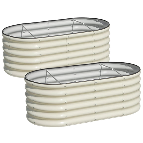 SnugNiture 2-Pack 4x2x1.5 ft Galvanized Raised Garden Bed, Outdoor Metal Planter Box for Vegetables, White