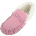 thumbnail image 1 of Snugrugs Womens Wool Lined Moccasin Slippers with Soft Sole & Wool Cuff - Pink - US 11, 1 of 7