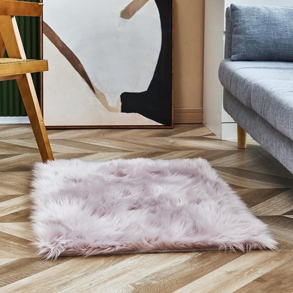 Snugtown Super Soft Dusty Rose Faux Fur Area Rugs, Fuzzy Fluffy Rectangle Carpet, Shaggy Furry Floor Mat for Nursery Rugs Living Room Bedroom Bedside, 2 x 3 Feet
