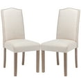 thumbnail image 1 of Snugway Dining Chair Beige Upholstered Parson Chair with Nailhead Trim, Set of 2, 1 of 9