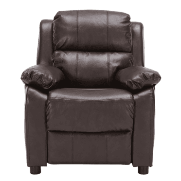 Snugway Kids Recliner,Kids Ages 2-8,Faux Leather Armrest Storage and Footrest,Brown