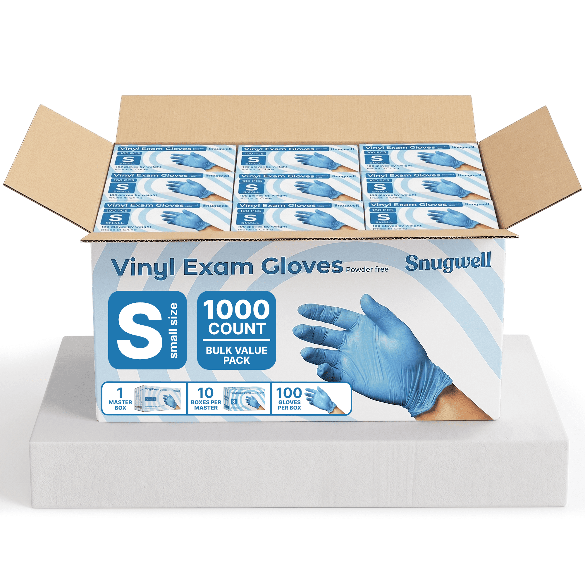 Snugwell Vinyl Gloves Latex-Free & Powder-Free Disposable Gloves (Small) 1000 Count