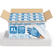 Snugwell Vinyl Gloves Latex-Free & Powder-Free Disposable Gloves (X-Large) 1000 Count