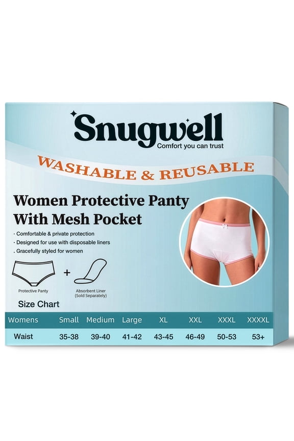 Women Incontinence Washable Underwear, Reusable Mesh Pocket Panty, S, 15 Count