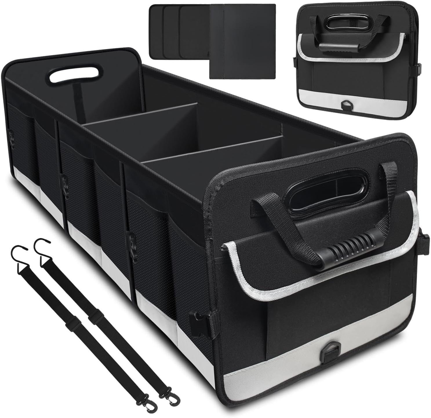 Trunk Organizer for Car, 95L Large Capacity Car Storage Organizer with Non-Slip Bottom Strips, Cargo Organizer for Suv, Truck, Sedan, Waterproof Portable Car Organizers for Women Men