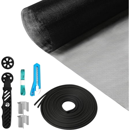 Snuopfy Fiberglass Window Screen Repair Kit, 48x118 Mesh Roll with Tools for Windows, Doors, Patio, Porch