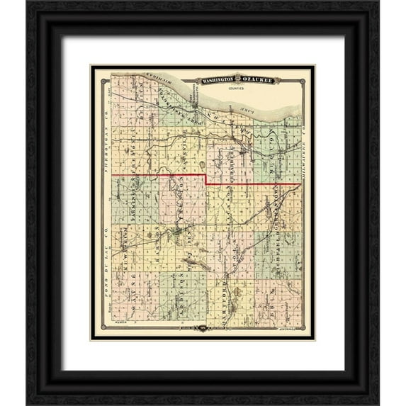 Snyder 12x14 Black Ornate Wood Framed with Double Matting Museum Art Print Titled - Washington Ozaukee Wisconsin Landowner