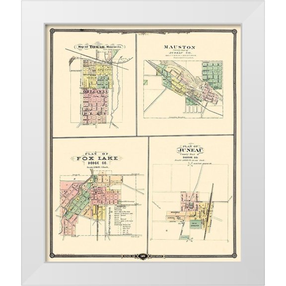 Snyder 12x14 White Modern Wood Framed Museum Art Print Titled - Tomah, Mauston, Fox Lake, Juneau Wisconsin