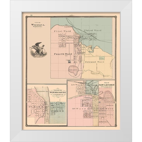 Snyder 12x14 White Modern Wood Framed Museum Art Print Titled - Waupaca, New London, Winneconne Wisconsin
