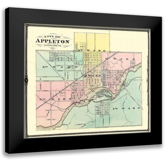 Snyder 14x12 Black Modern Framed Museum Art Print Titled - Appleton Wisconsin - Snyder 1878