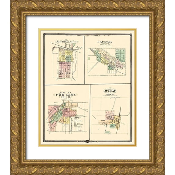 Snyder 20x23 Gold Ornate Wood Framed with Double Matting Museum Art Print Titled - Tomah, Mauston, Fox Lake, Juneau Wisconsin