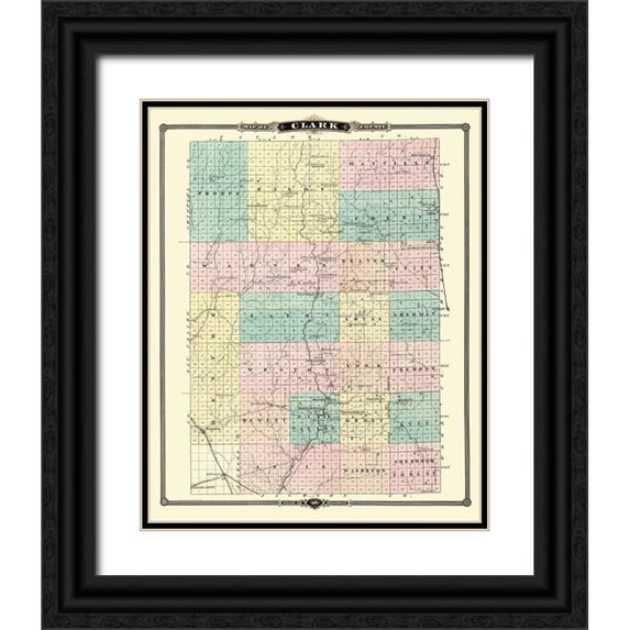 Snyder 26x31 Black Ornate Wood Framed with Double Matting Museum Art Print Titled - Clark Wisconsin Landowner - Snyder 1878