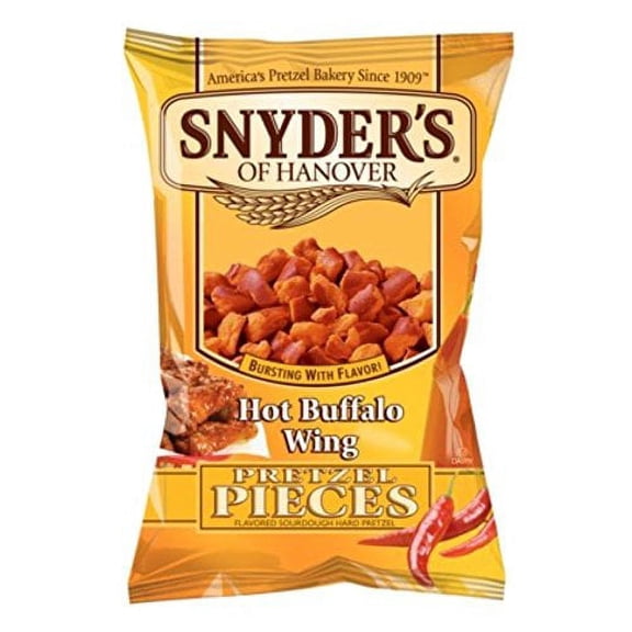 Snyder's Hot Buffalo Wing Pretzels - 2.25 Ounce Bags, 10 Bag Set, Spicy Snack