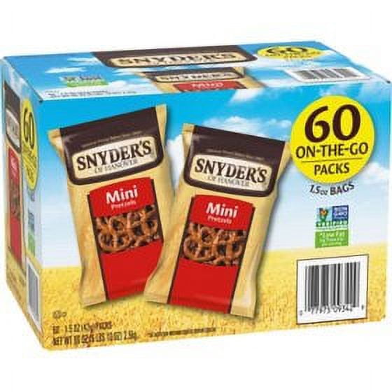 Snyder's Mini Pretzels, 1.5 oz., 60 count.pack of 2