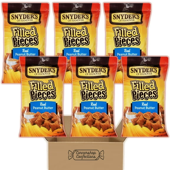 Snyder's Pretzel Pieces Bundle Pack - Real Peanut Butter Filled Pretzel Pieces - 6 Individually Sealed 5 Ounce Bags - For Snacks, Lunches, Movies and Much More in Cornershop Confections Pack