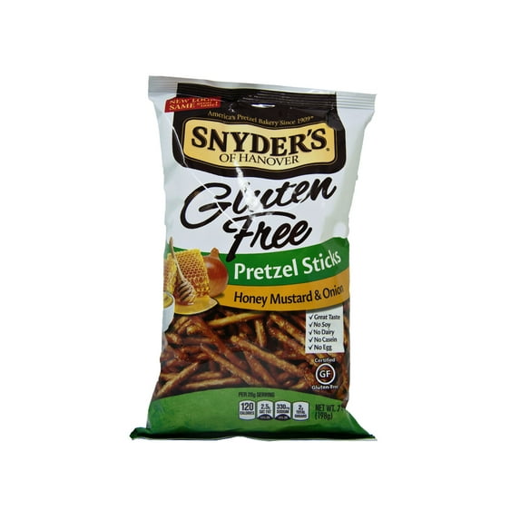 Snyder's of Hanover Certified Gluten Free Honey Mustard & Onion Pretzel Sticks, 4-Pack 7 oz. Bags