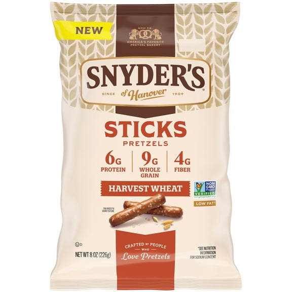 Snyder's of Hanover Harvest Wheat Pretzels Sticks, 8 oz Bag