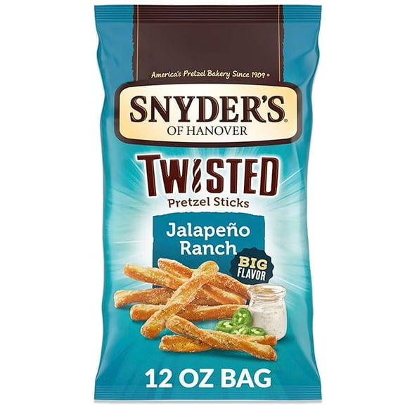 Snyder's of Hanover, Jalapeno Ranch Twisted Pretzel Sticks, 12 Oz Bag