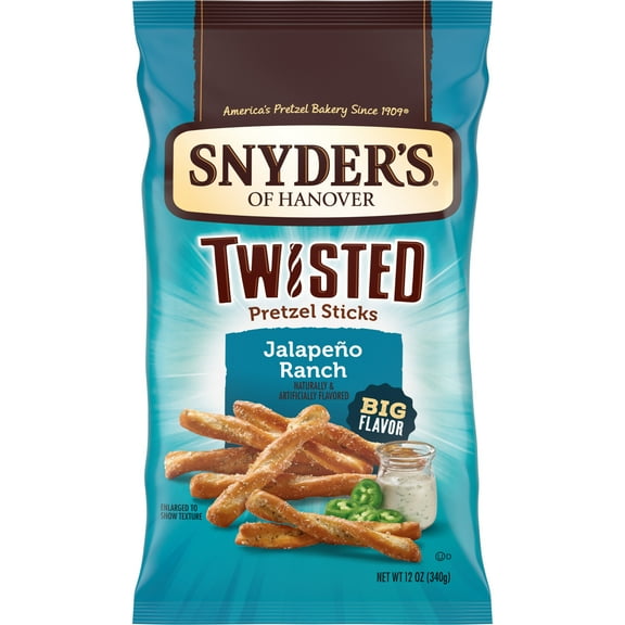 Snyder's of Hanover Jalapeno Ranch Flavored Twisted Pretzel Sticks, 12 oz Bag