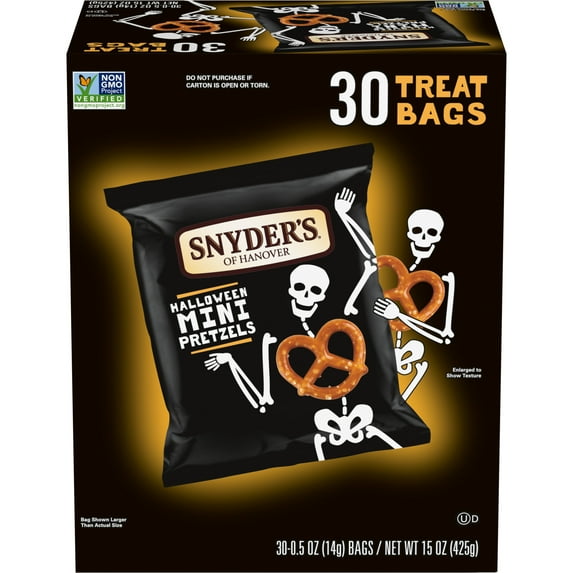 Snyder's of Hanover Mini Pretzels, Halloween Treats Snack Packs, 30 Count
