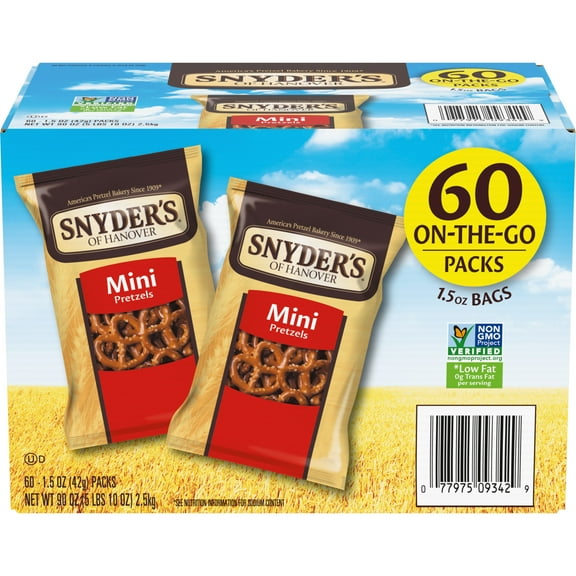 Snyder's of Hanover, Mini Pretzels, Individual Packs, 60 Ct