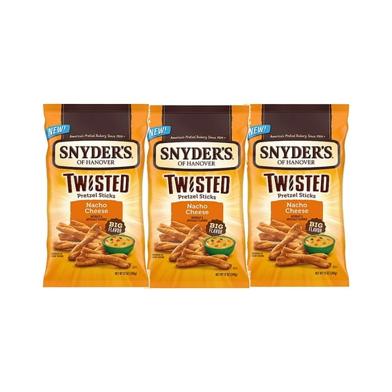 Snyder's of Hanover Nacho Cheese Pretzel Twists, 3-Pack 12 oz. Bags
