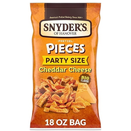 Snyder's of Hanover Pretzel Pieces, Cheddar Cheese, Party Size, 18 Oz ( Pack of 2 )