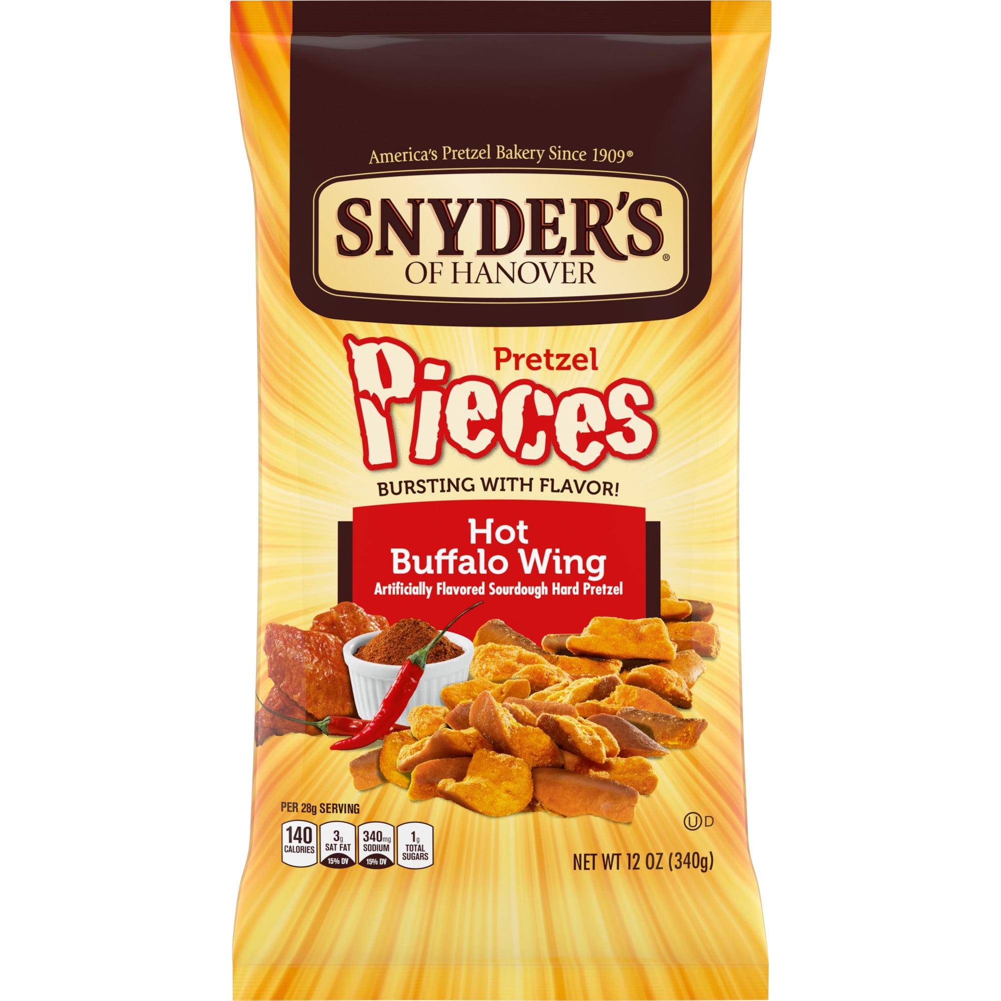 Snyder #39 s of Hanover Large Seasoned Pretzel Pieces Hot Buffalo Wing 12 Snyder #39 s of Hanover Large Seasoned Pretzel Pieces Hot Buffalo Wing 12