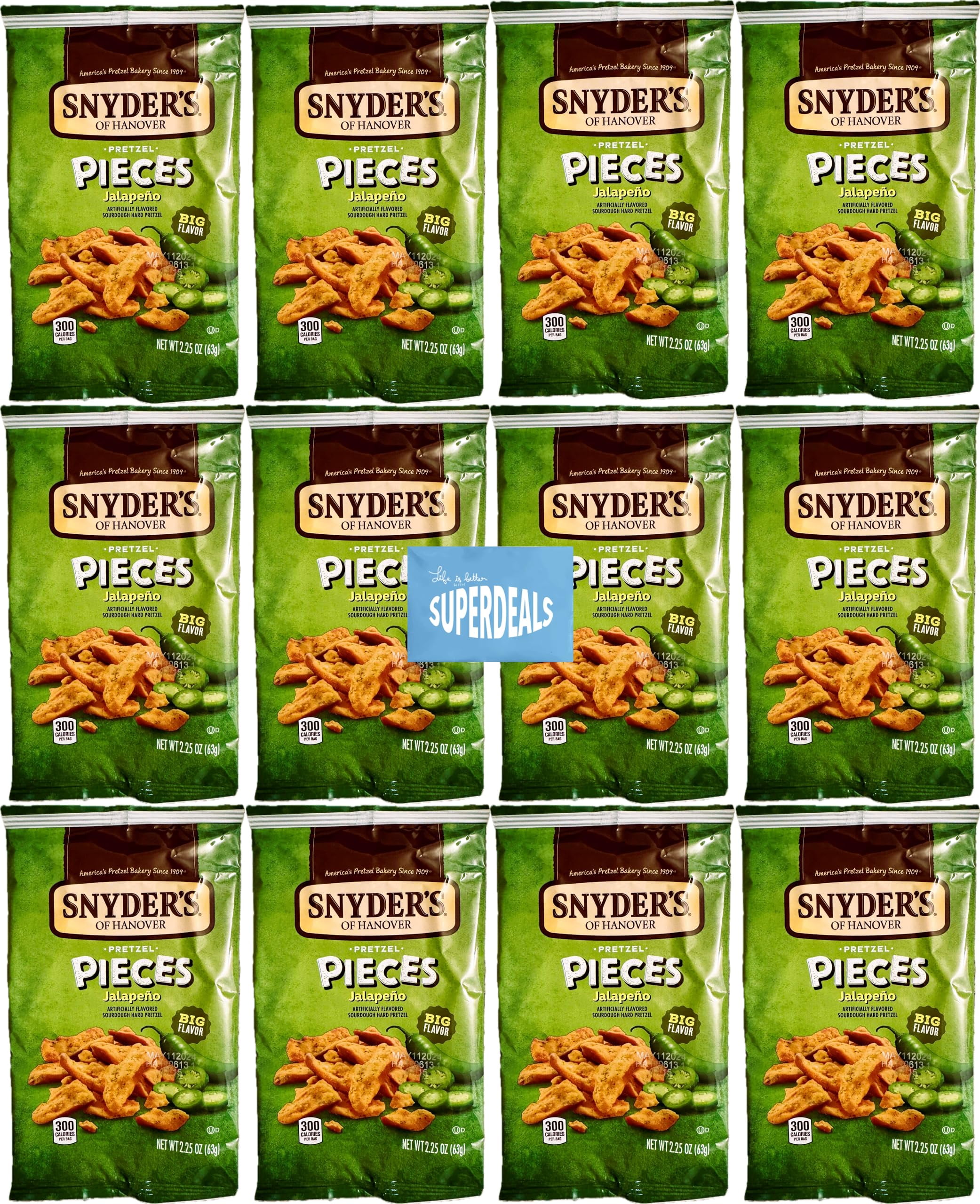 Snyder's of Hanover Pretzel Pieces, Jalapeno, 2.25 oz Pack of 12