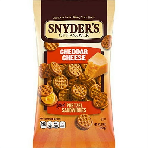 Snyder's of Hanover Pretzel Sandwiches, Cheddar Cheese, 8 Ounce (Pack of 12)