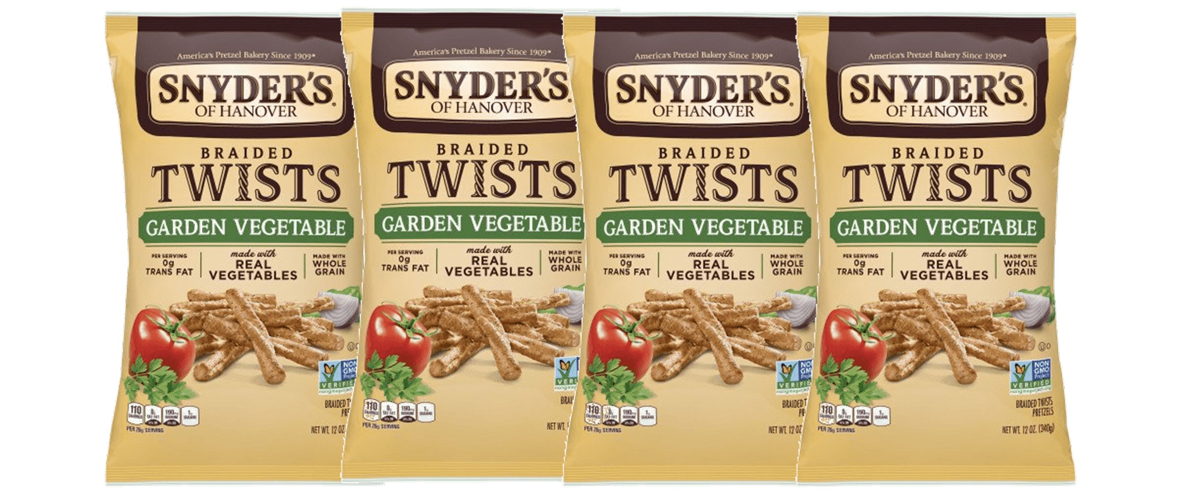 Snyder's of Hanover Pretzels Braided Twists, Garden Vegetable, Four 12