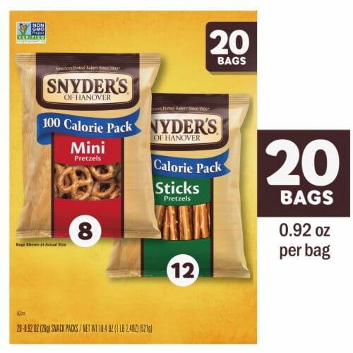 Snyder's of Hanover Pretzels Minis And Sticks 100 Calorie Packs 20 ct / 0.92 oz Packaging May Vary