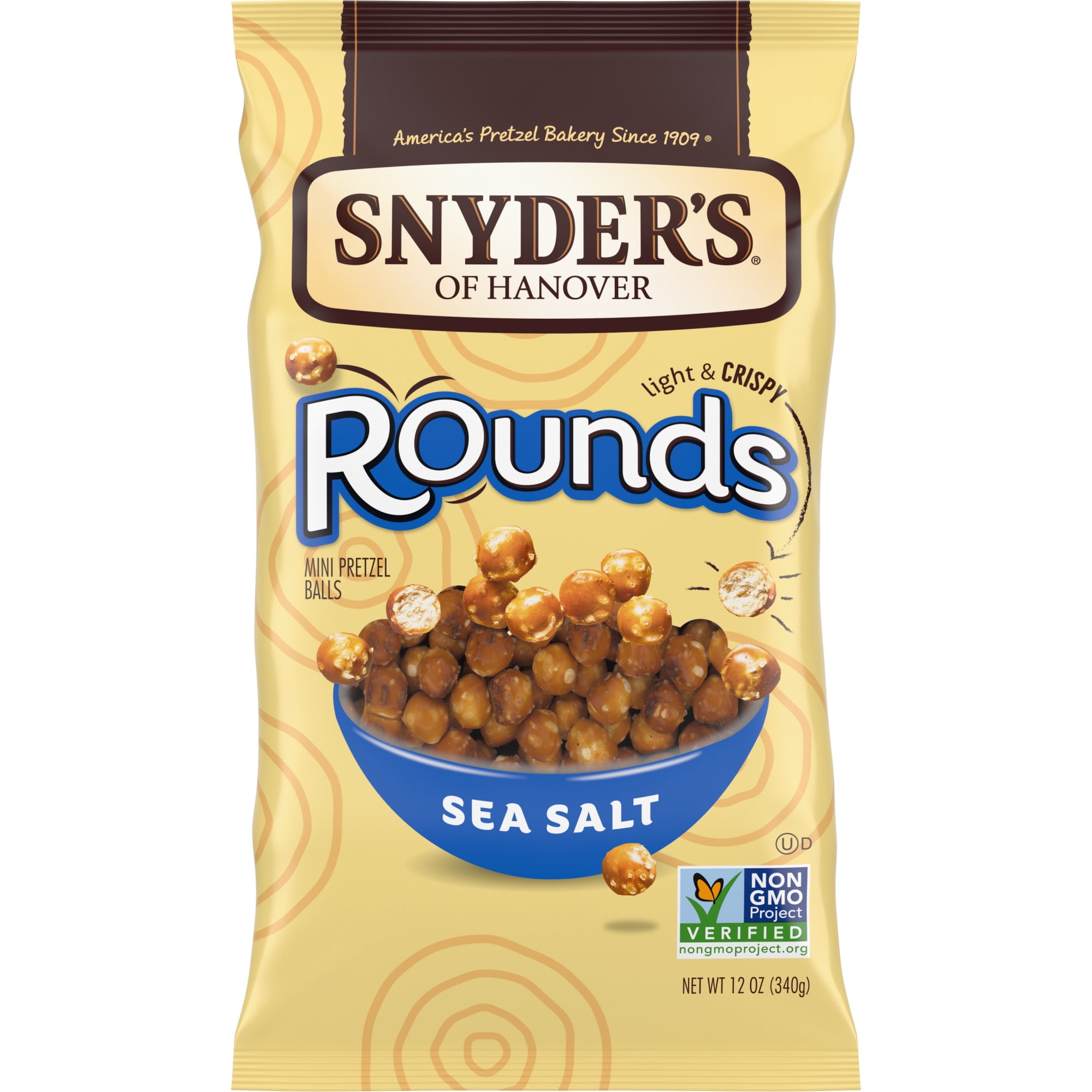 Snyder's of Hanover Pretzels, Rounds, Sea Salt, 12 oz Bag