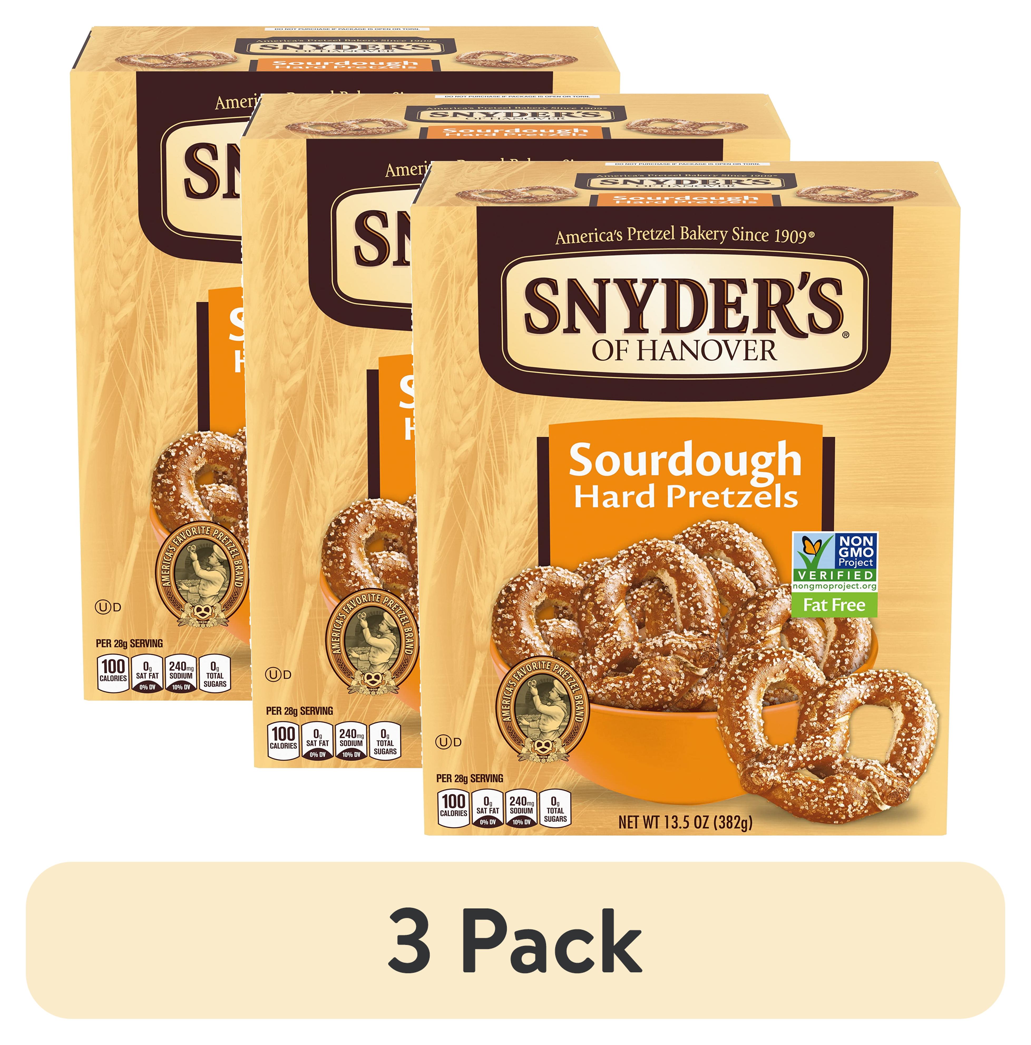 (3 pack) Snyder's of Hanover Pretzels, Sourdough Hard Pretzels, 13.5