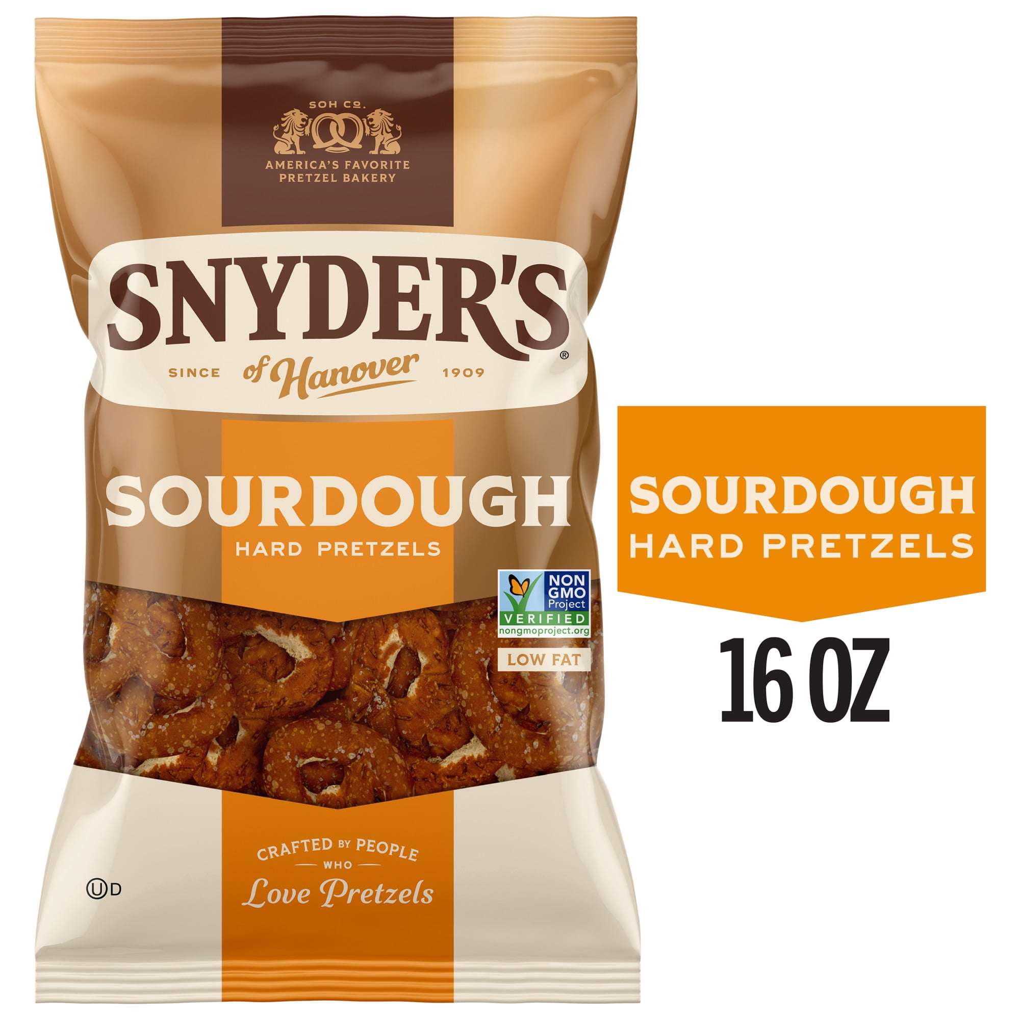 Snyder's of Hanover Sourdough Hard Pretzels 16 oz Bag Crunchy Snack ...