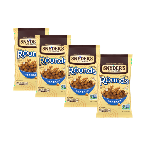 Snyder's of Hanover Sea Salt Mini Pretzel Rounds, 4-Pack 12 oz. Bags
