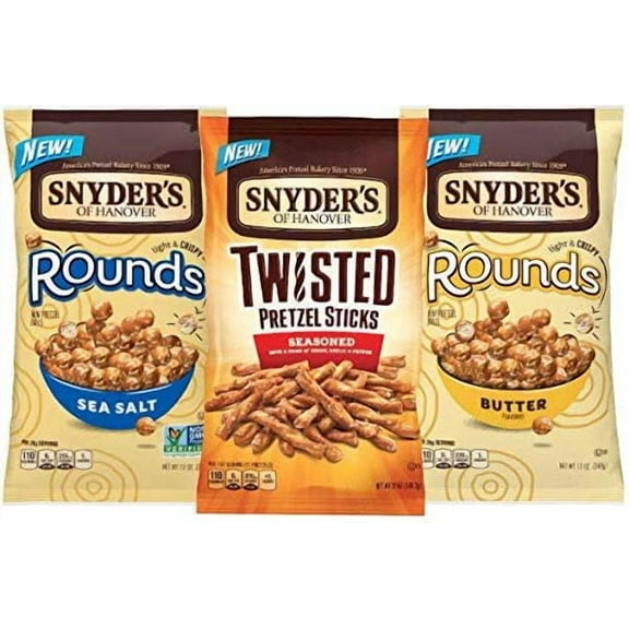 Snyder's of Hanover Seasoned Pretzel Twists & Pretzel Rounds Variety 3-Pack