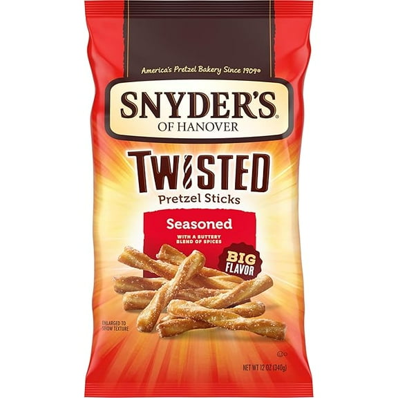 Snyder's of Hanover, Seasoned Twisted Pretzel Sticks, 12 Oz Bag ( Pack of 2 )