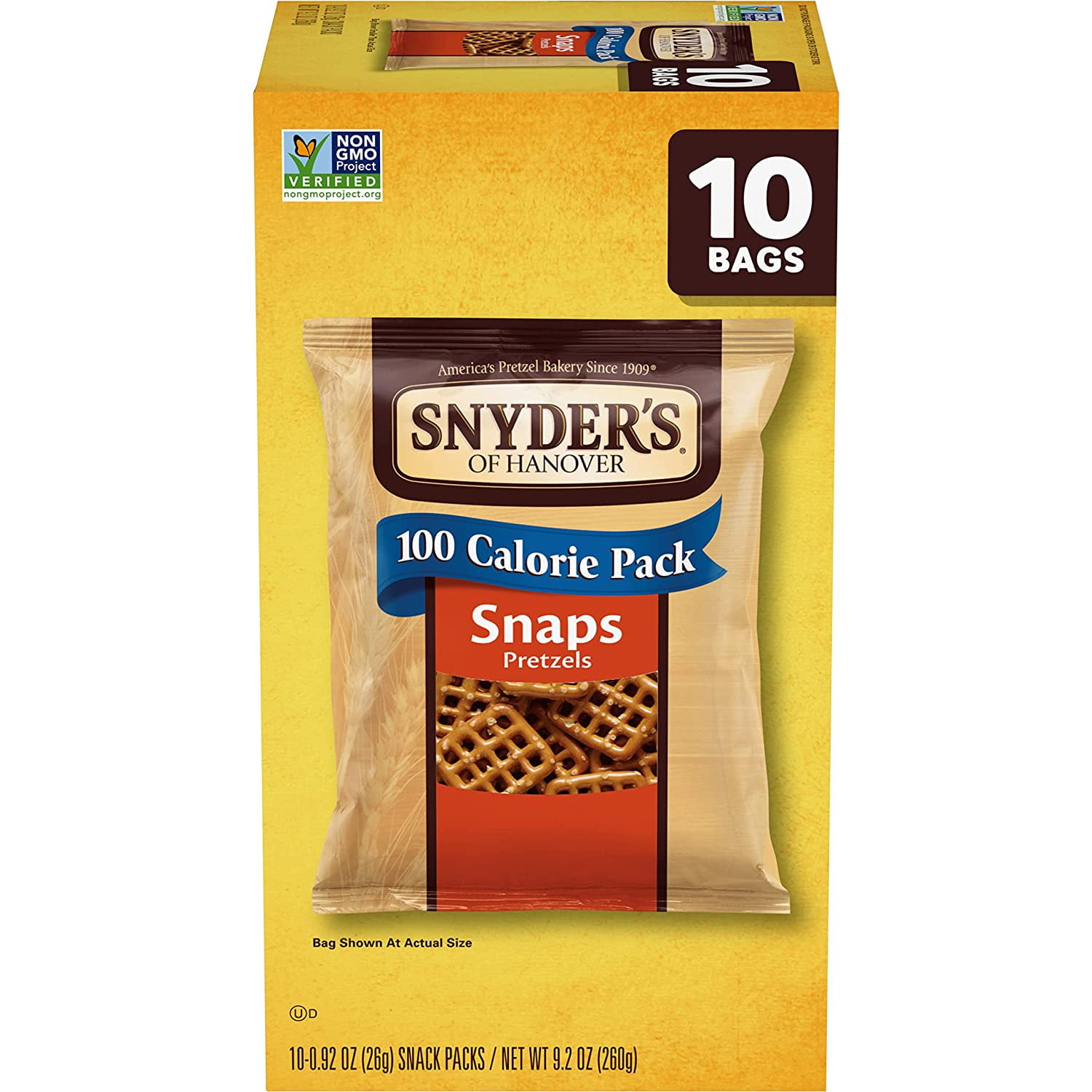Snyder's of Hanover Snaps Pretzels, 100 Calorie Packs, 10 Count Single