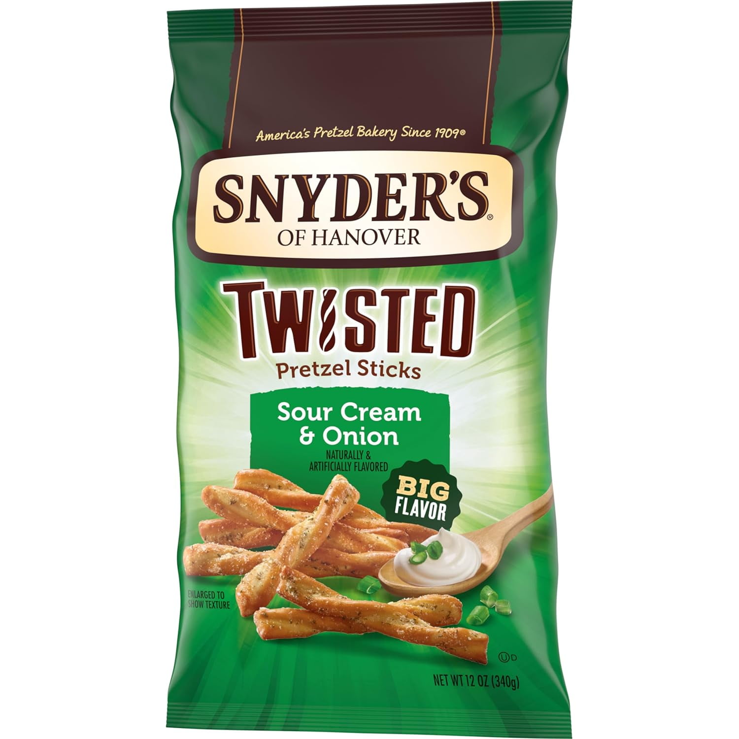 Snyder's of Hanover, Sour Cream & Onion Twisted Pretzel Sticks, 12 Oz Bag