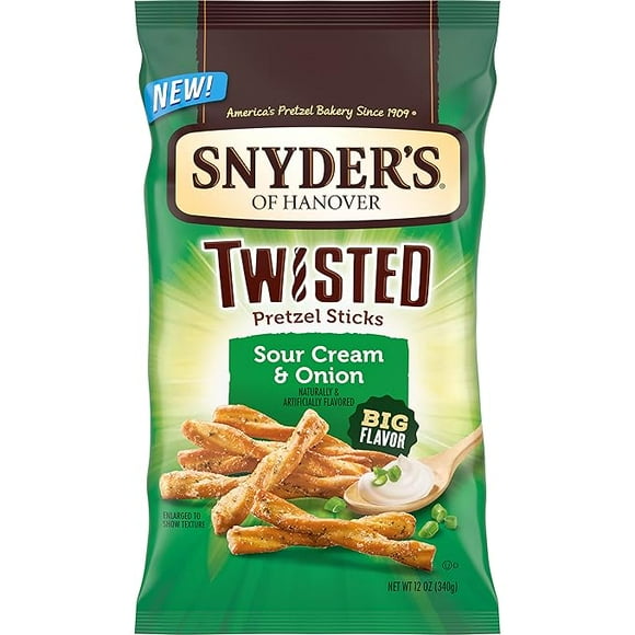Snyder's of Hanover, Sour Cream & Onion Twisted Pretzel Sticks, 12 Oz Bag