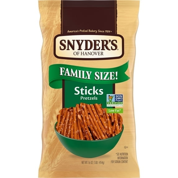 Snyder's of Hanover Sticks Pretzels, 16 oz - 2 Pack