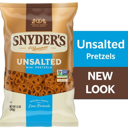 Snyder's of Hanover Unsalted Mini Pretzels, 12 oz Bag
