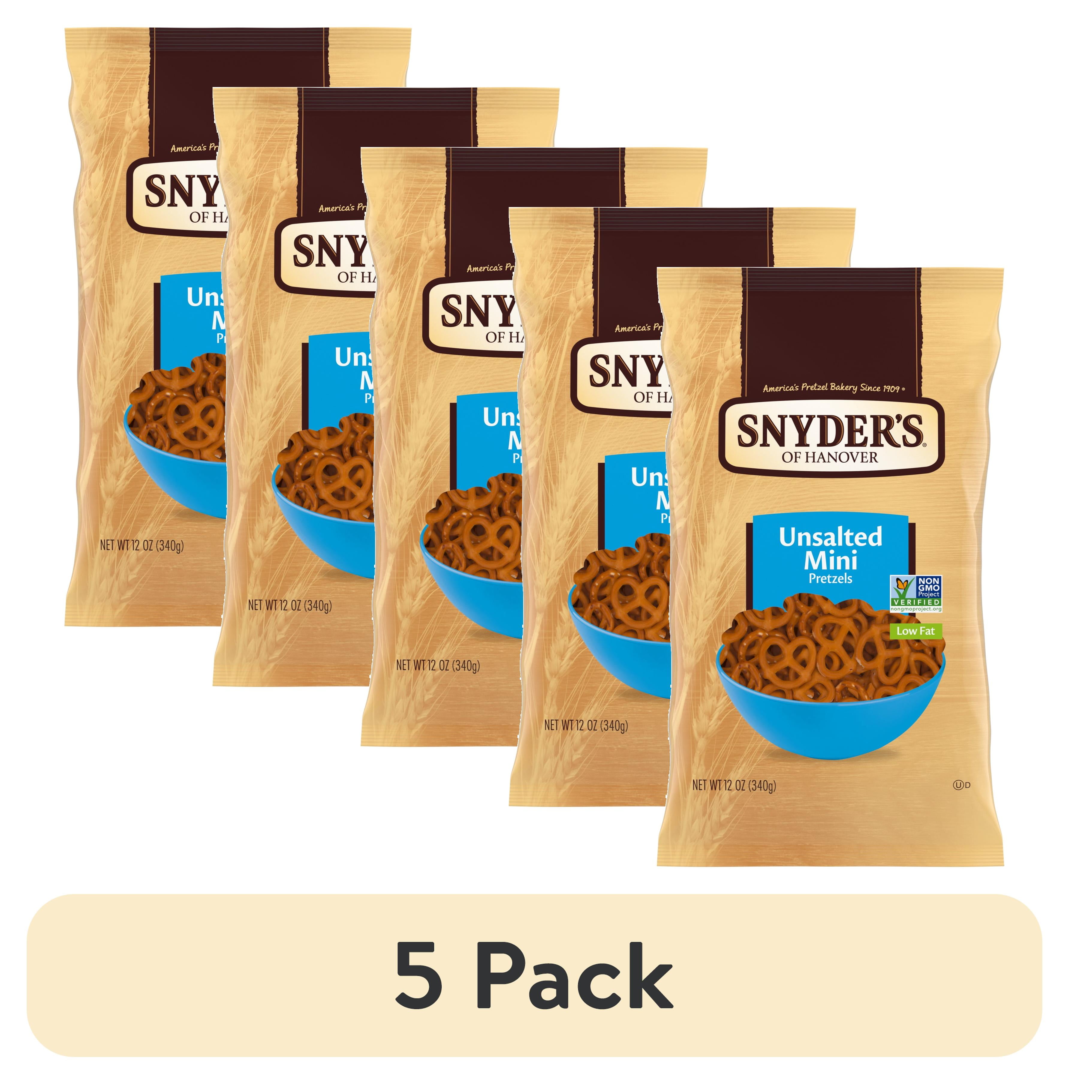 (5 pack) Snyder's of Hanover, Unsalted Mini Pretzels, 12 oz Bag