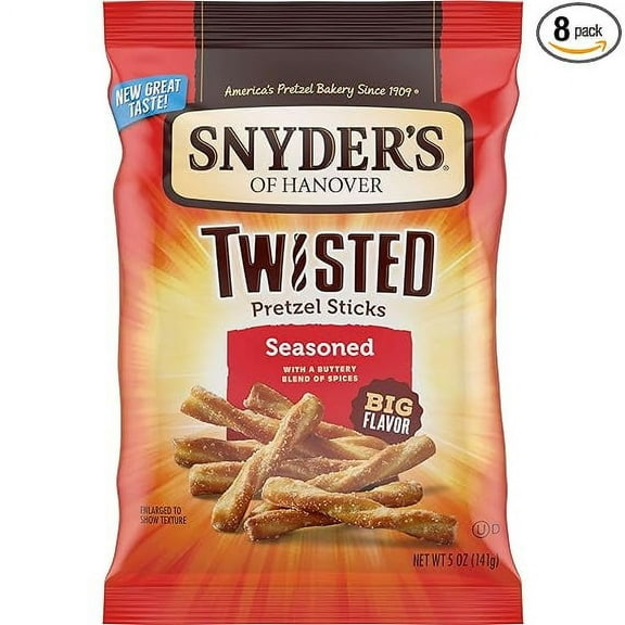 Snyders Of Hanover Seasoned Twisted Pretzel Sticks, 5 Ounce - 8 per case.