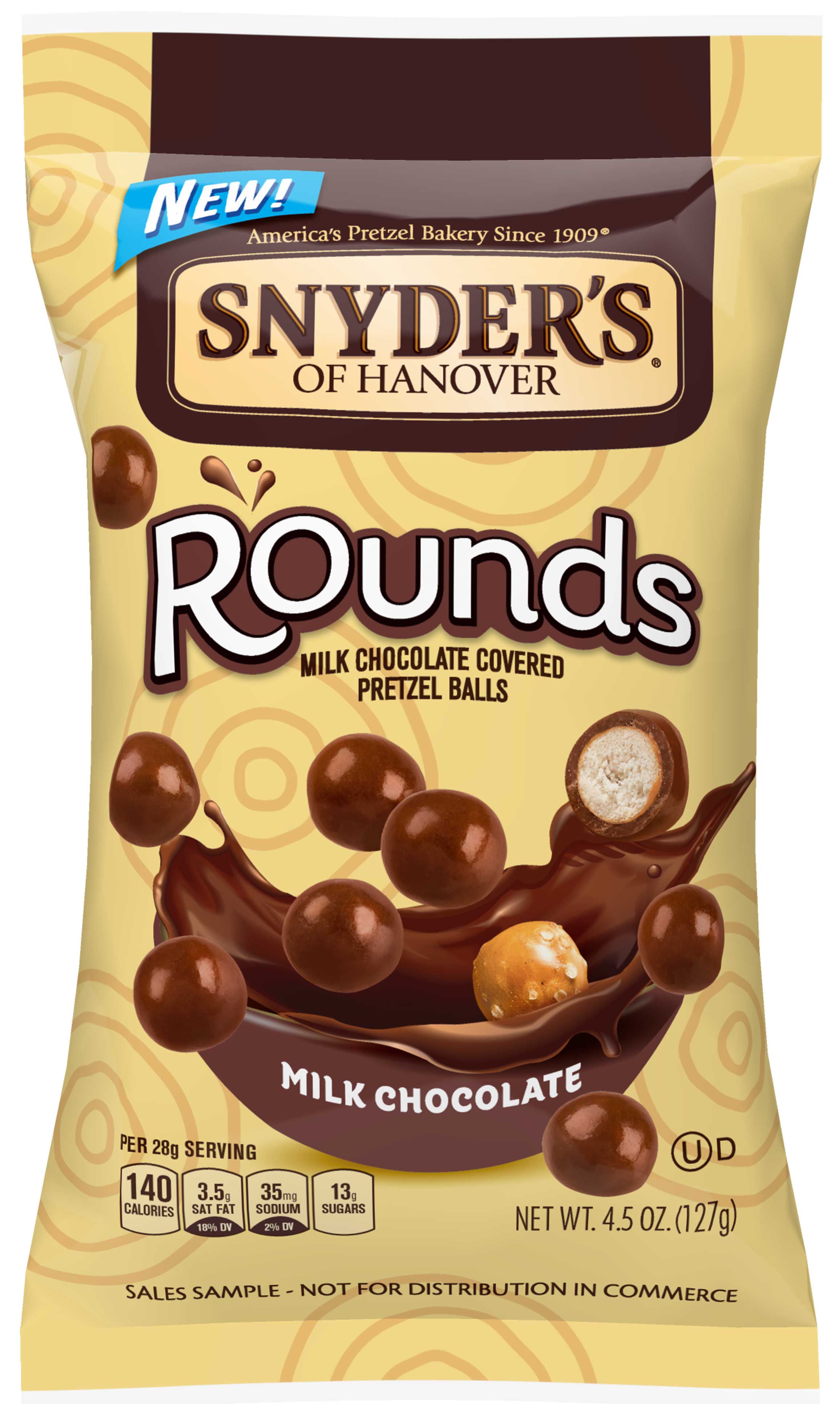Snyders of Hanover Rounds Milk Chocolate Pretzel Ball, 3.5 Ounce -- 8 per  Case.