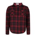 thumbnail image 1 of Snzhen Leisure Tops for Women Women's Checkered Lapel Pocket Button Long Sleeved Casual Fashion Shirt Tops Red XXL, 1 of 4