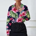 thumbnail image 1 of Snzhen Leisure Tops for Women Women's Long Sleeved Printing Turndown Collar Button Tops Blouse Shirt Pink S, 1 of 3