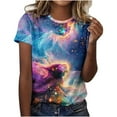 thumbnail image 1 of Snzhen Leisure Tops for Women Women's New Casual Fashion Printed T-Shirt Crewneck Short-Sleeved Top, 1 of 4